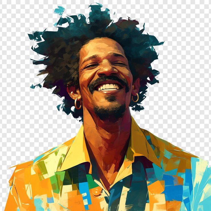 PSD un homme souriant avec un afro
