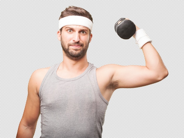 Homme Sportif Avec Haltère