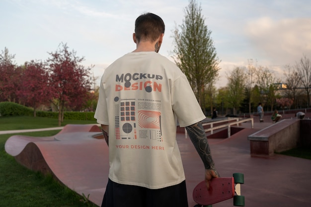 Un Homme De Taille Moyenne Portant Un T-shirt De Design Urbain