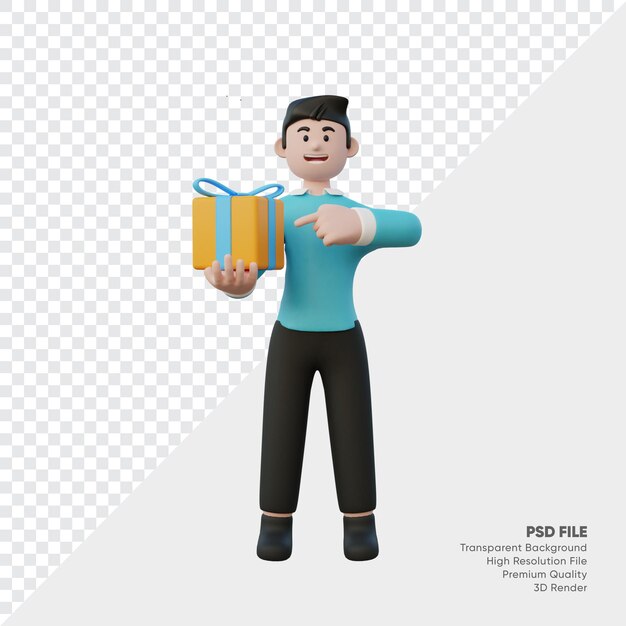 homme, tenue, boîte-cadeau, rendu 3d