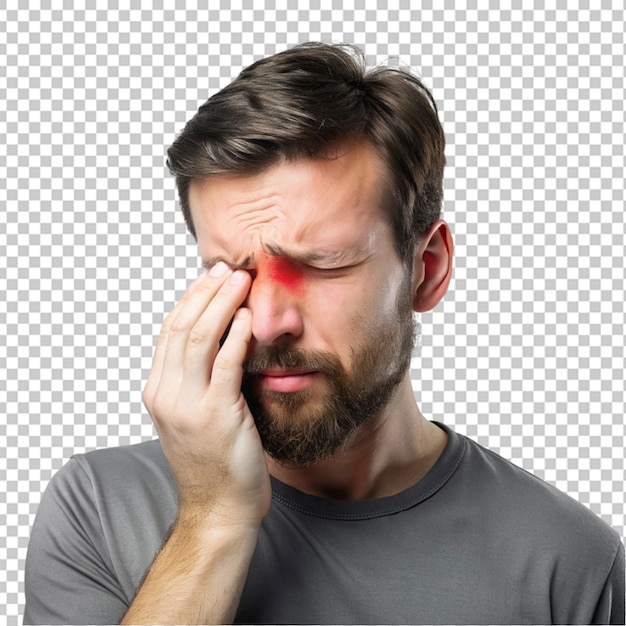 Un Homme Touchant Son œil Concept De Douleur œil Rouge