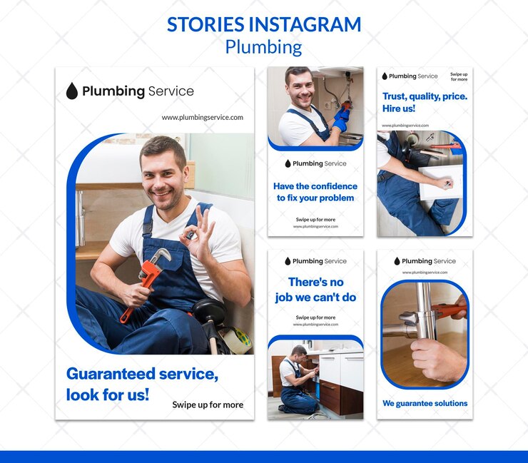 PSD homme travaillant comme plombier instagram stories