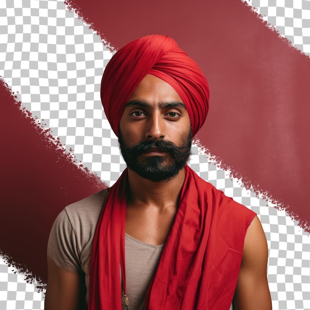 Homme Avec Turban Rouge Sur Fond Transparent En Photo