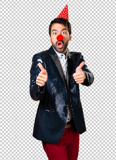 PSD homme avec veste à nez de clown