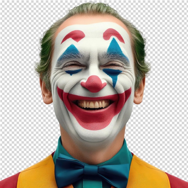 PSD un homme avec un visage de clown et les mots visage dessus