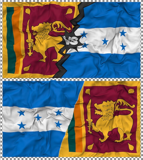 Honduras contra Sri Lanka Media bandera combinada con textura 3D de la tela