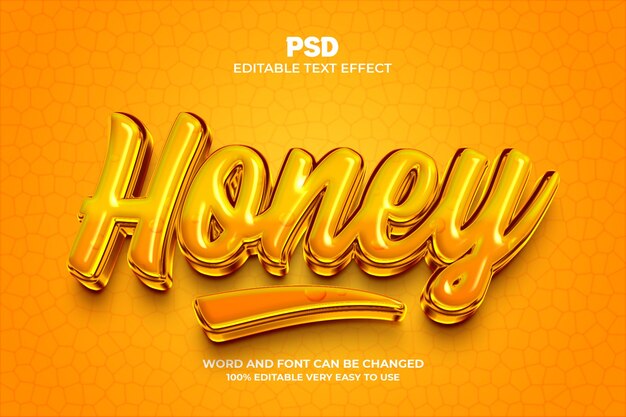 PSD honey 3d editable psd estilo de efeito de texto