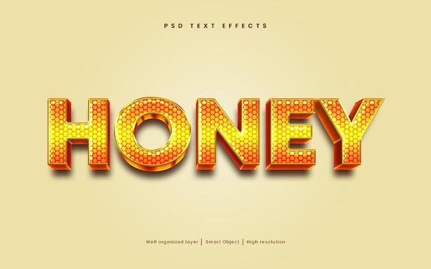 PSD honey bee efecto de texto editable estilo 3d