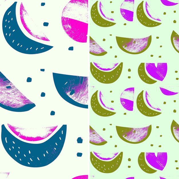 Honeydew con formas de luna creciente y diseño pastel con Ov Vector único de patrones de frutas tropicales