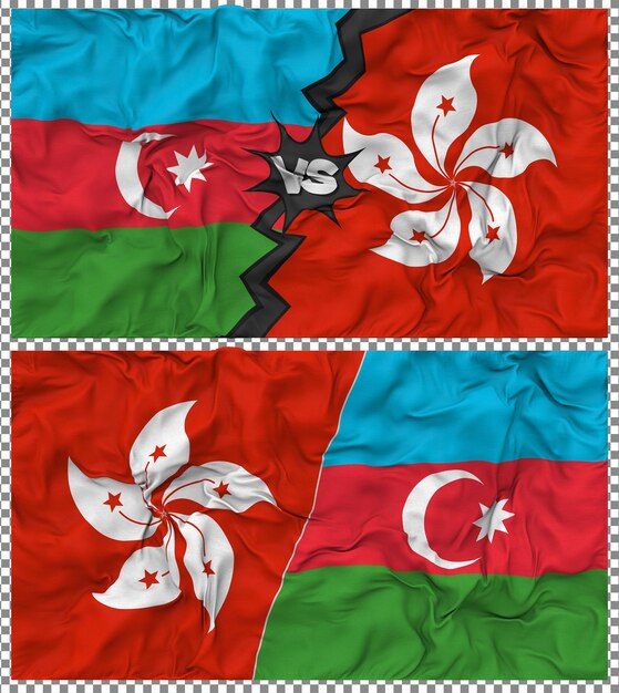 Hong Kong contra Azerbaiyán Media bandera combinada con textura 3D de la tela