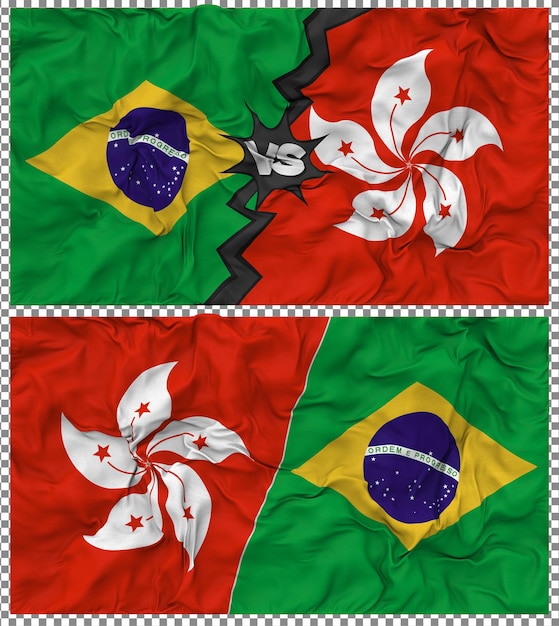 Hong Kong contre le Brésil Half Combined Flag Cloth Bump Texture Rendering 3D