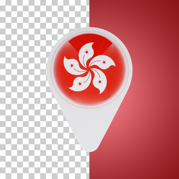 Hong Kong Flag Pin Map Location 3D illustration