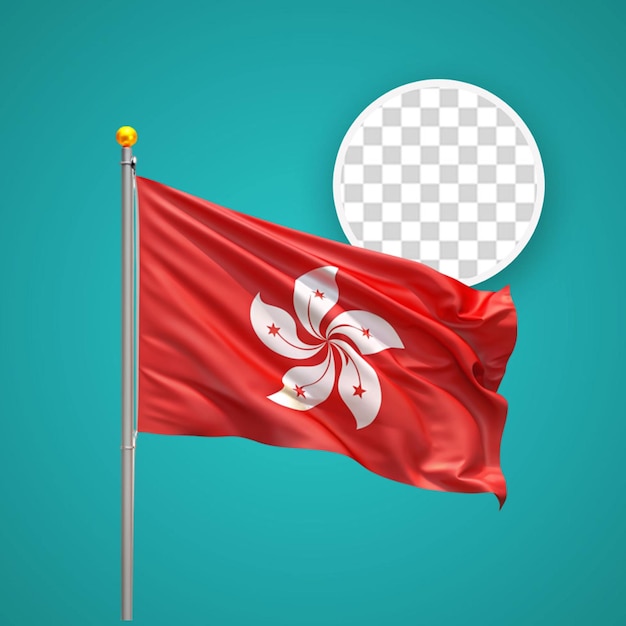 PSD hong kong-flagge 3d-rendering