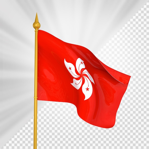 PSD hongkong-flagge 3d-rendering