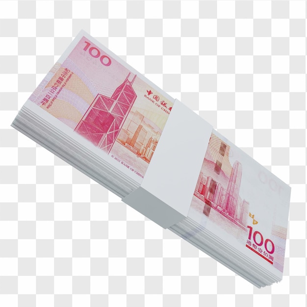 Hongkong-Währungsdollar 100: Stapel von Hongkong-Dollar-HKD-Banknoten auf Überweisungshintergrund