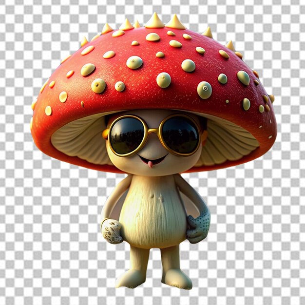 PSD el hongo fly agaric es un personaje fabuloso en un fondo transparente