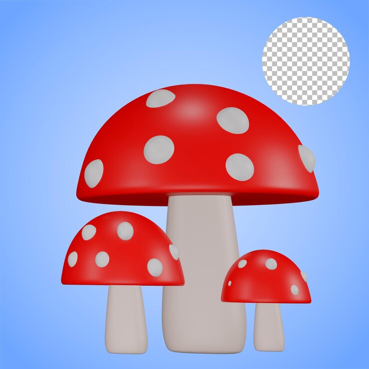 hongo lindo renderizado 3d fondo alfa