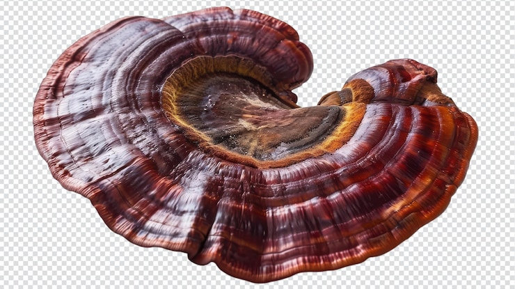 PSD el hongo reishi ganoderma lucidum aislado en fondo blanco para aplicaciones de salud y bienestar