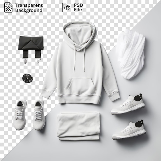 PSD hoodie et accessoires pour hommes isolés sur un fond transparent pour le commerce électronique