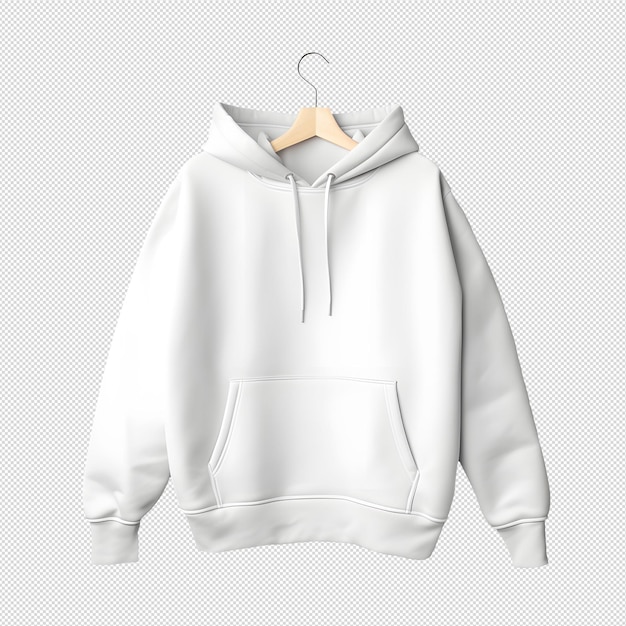 PSD hoodie blanc et propre sans fond prêt pour la maquette sans fond