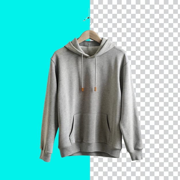 Hoodie grigio isolato su sfondo trasparente per il mockup