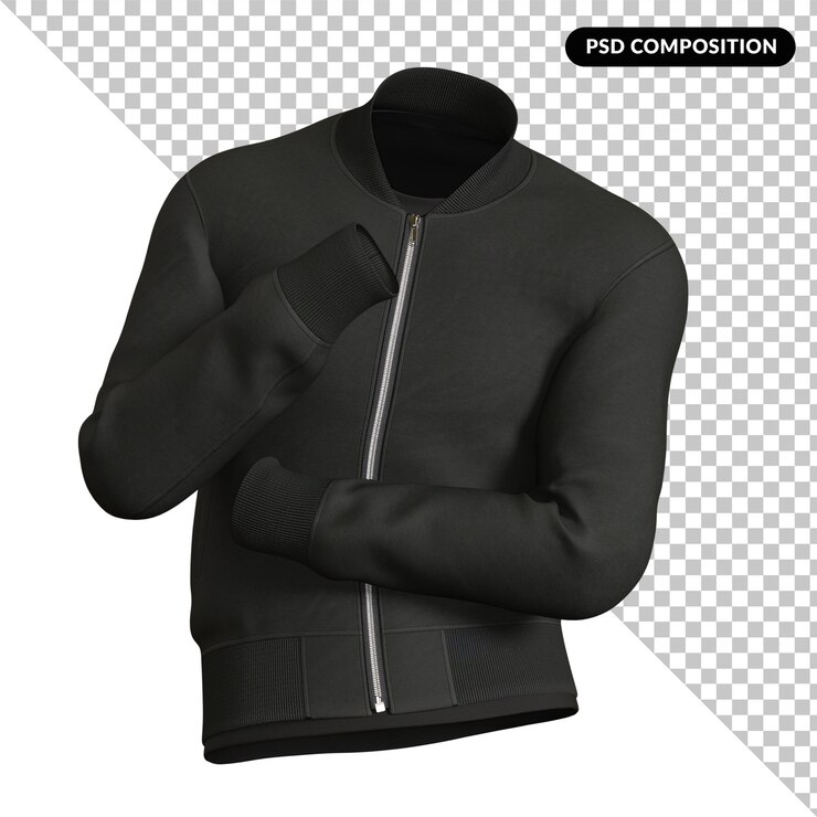 PSD hoodie hitam terisolasi 3d