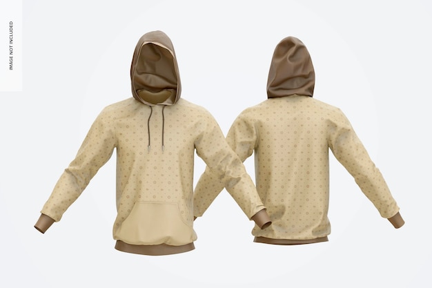 Hoodies Mockup, Vorder- und Rückansicht