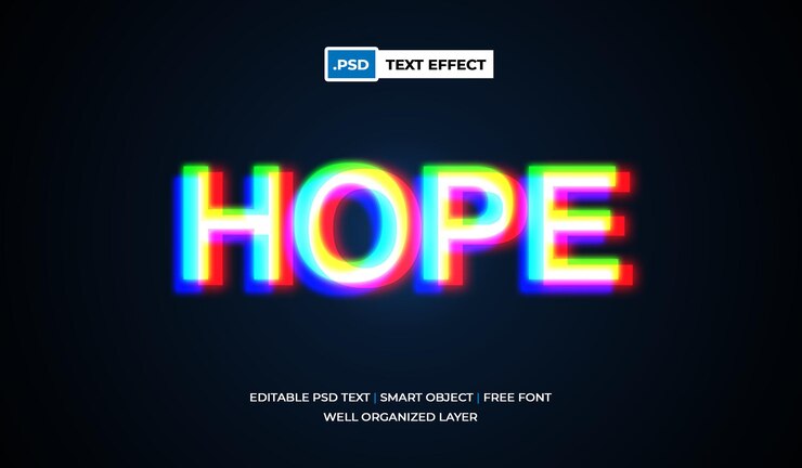 PSD hope text effect with glitch style