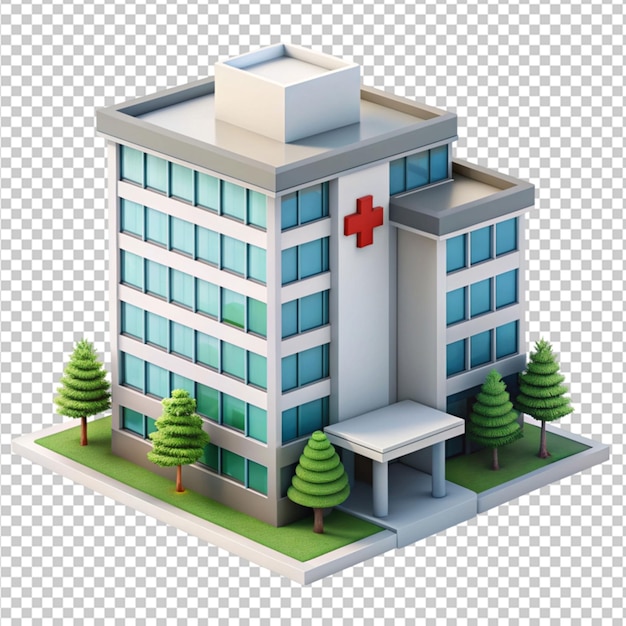 PSD hôpital 3d sur un fond transparent