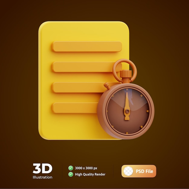 PSD hora do teste ilustração 3d de educação on-line