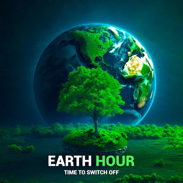 Hora de la Tierra Diseño de plantillas de publicaciones en las redes sociales Hora de la tierra Feliz hora de la Tierra