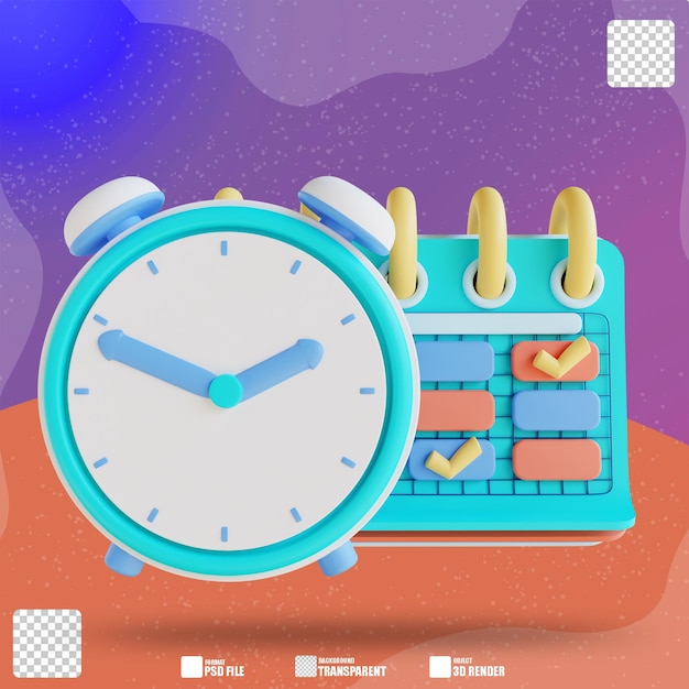 PSD horario comercial de ilustración 3d