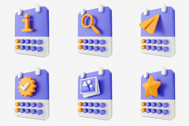 horario de recordatorio de calendario 3d conjunto de iconos de eventos
