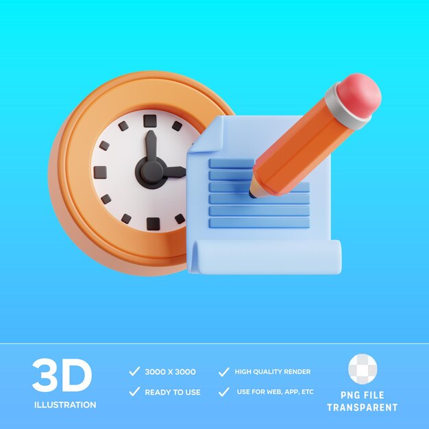 Horários de trabalho do PSD Ilustração 3D