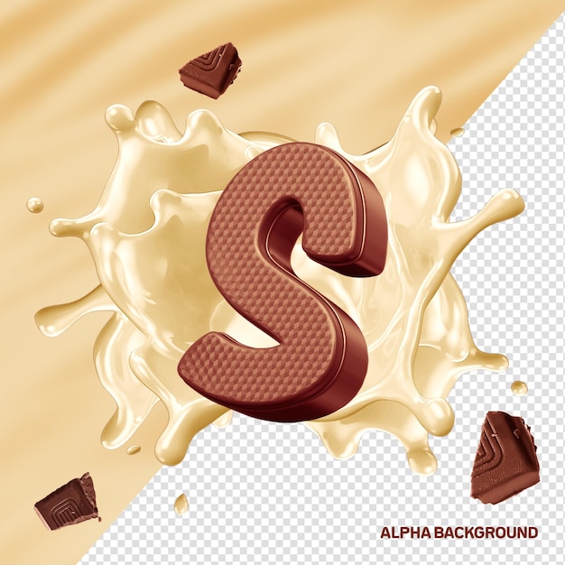 Hore alfabeto carattere lettera S cioccolato 3D