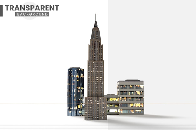 L'horizon de la ville moderne avec des gratte-ciel isolés sur un fond transparent