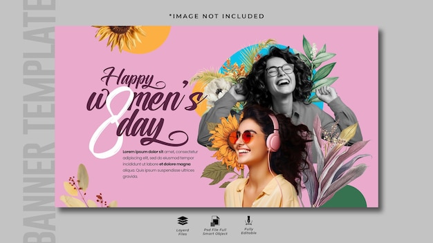 PSD horizontale banner-design-vorlage zum internationalen frauentag