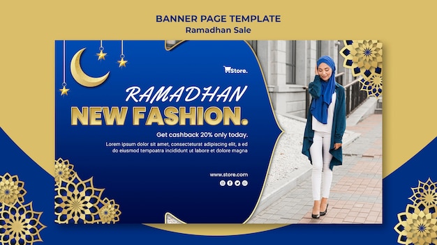 PSD horizontale banner-vorlage für ramadan-verkauf