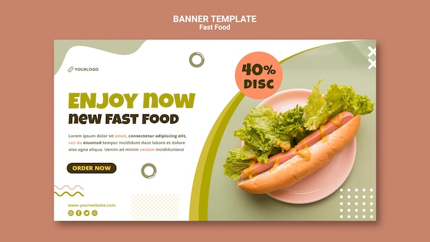 Horizontale bannerschablone für hot dog restaurant