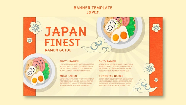 Horizontale bannervorlage für restaurant der japanischen küche