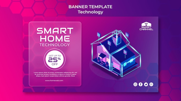 Horizontale bannervorlage für smart home