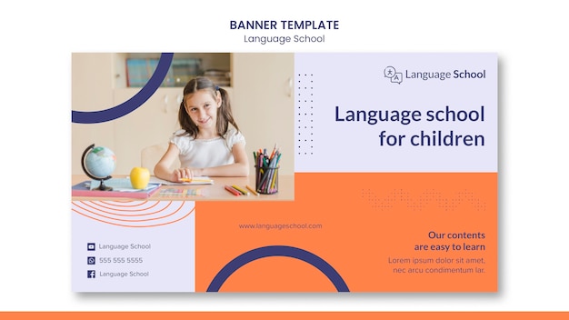 Horizontale Bannervorlage für Sprachschule