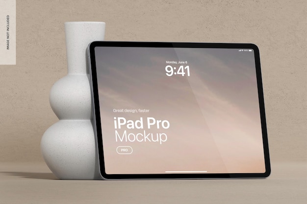 Horizontale ipad pro-bildschirm-mockup geneigt