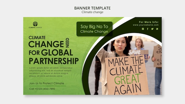 PSD horizontales banner für den klimawandel-protest
