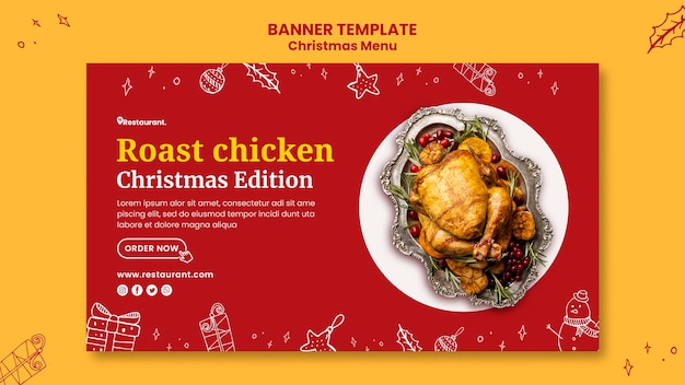 Horizontales Banner für Weihnachtsessenrestaurant