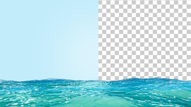 Horizonte do oceano Textura realista do mar ou oceano Banner 3d com uma superfície do mar Ondas com ondulações
