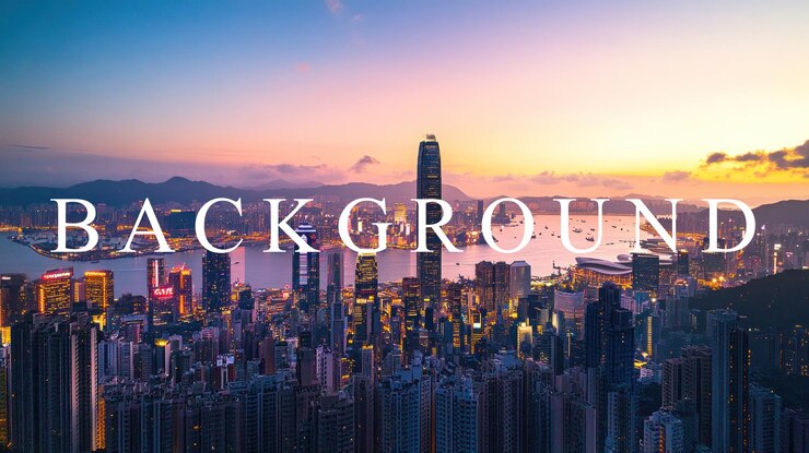 PSD el horizonte de hong kong al anochecer