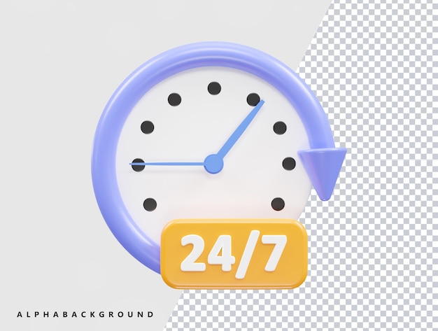 PSD une horloge avec 24/7 écrit dessus