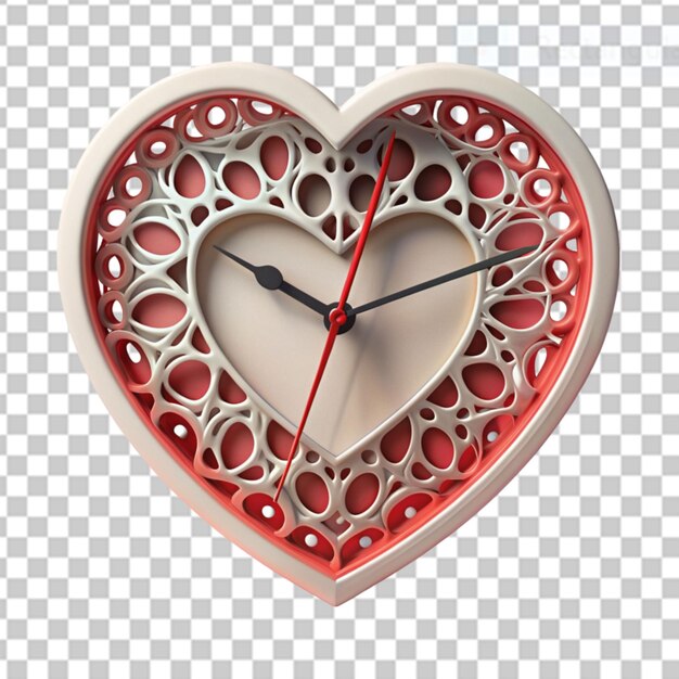 PSD horloge d'amour imprimée en 3d sur fond transparent