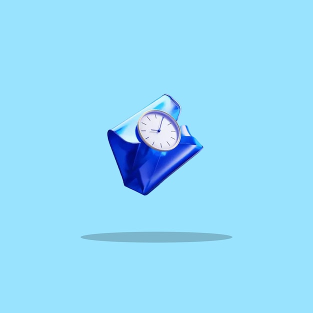 une horloge bleue qui est à l'envers dans l'air